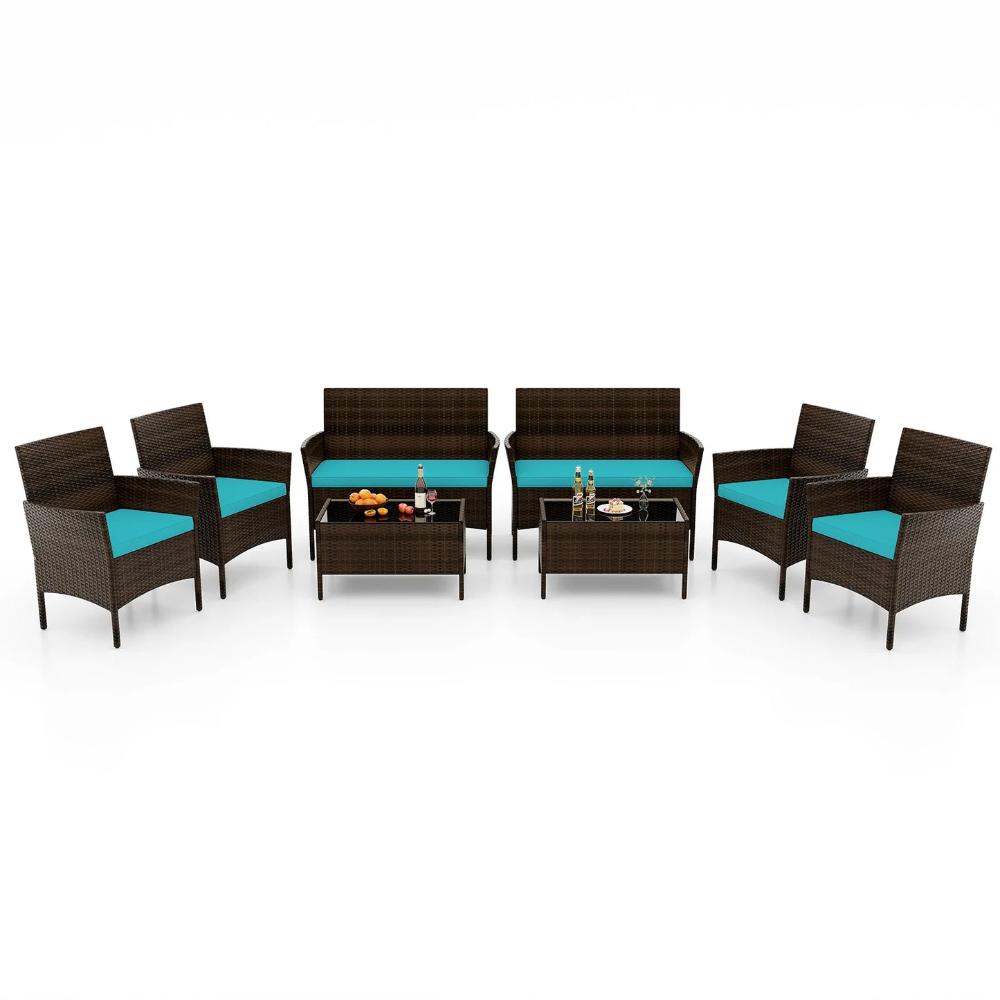 8 PCS Patio Furniture Set with Washable Cushions