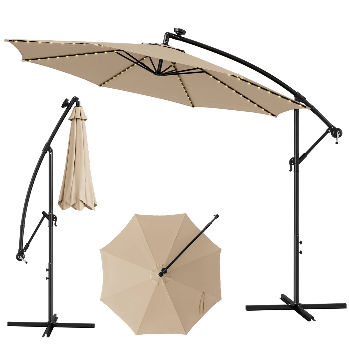 10FT Patio Solar-Lighted 112 LED Umbrella