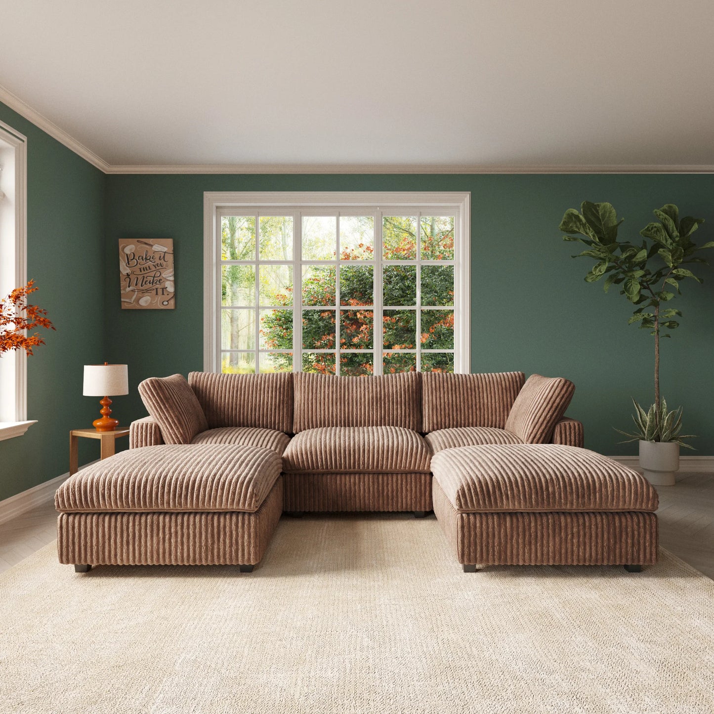 Comfy Plush Fabric Sectional Sofa Couch