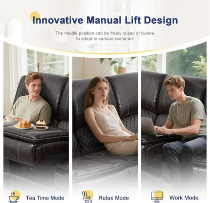 3 Seater Recliner Sofa with Liftable Console, USB Ports