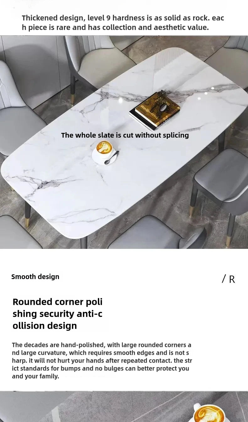 Italian light luxury rock plate dining table and chair combination of modern simple small rectangular rental house dining table