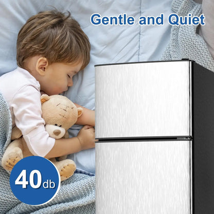 Mini Fridge with Freezer, Small Refrigerator, EnergySaving