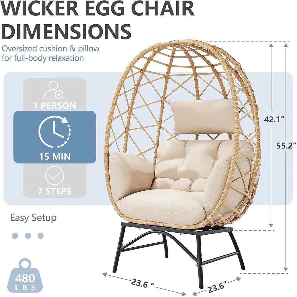 Outdoor Wicker Egg Chair With Cushion