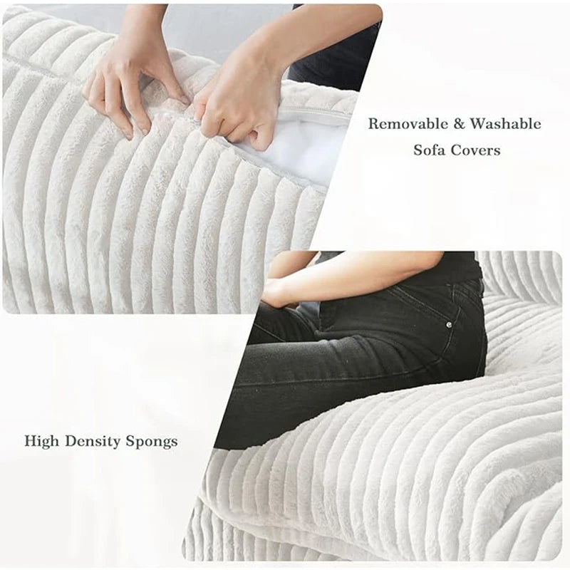 Comfy Plush Fabric Sectional Sofa Couch