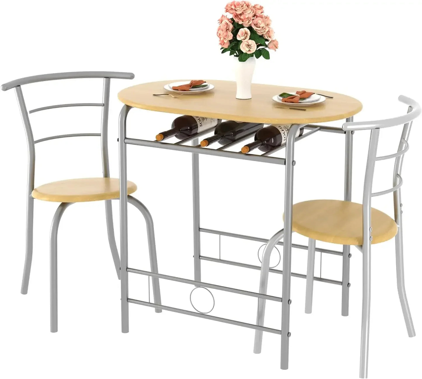 3 Piece Small Round Dining Table Set