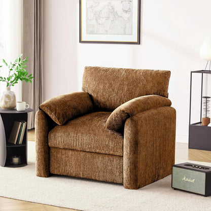 Chenille Oversized Livingroom Armchair Mid-Century