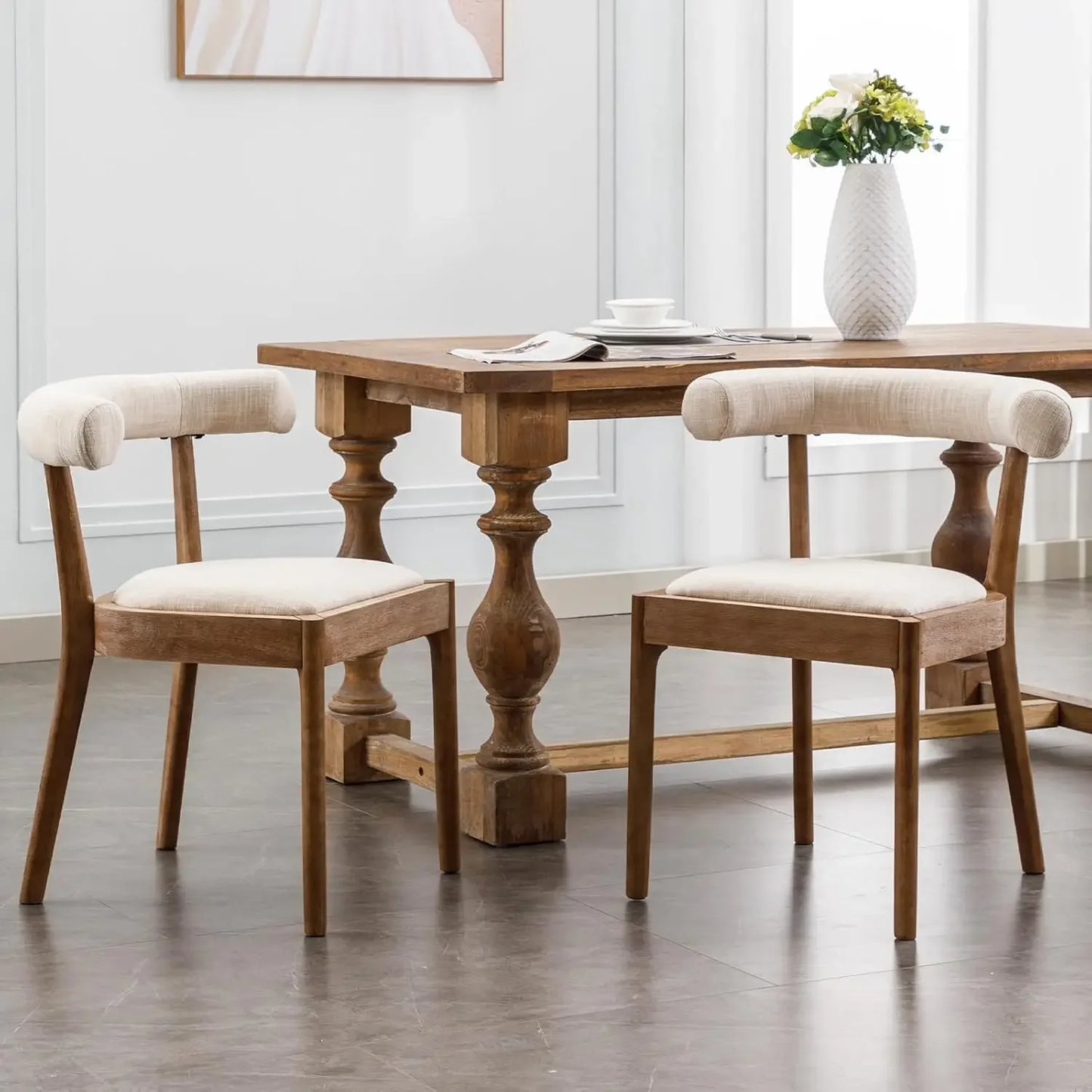 Dining Chairs Set of Fabric Kitchen Chairs Mid Century