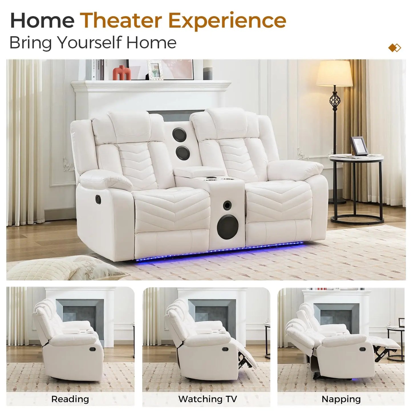 Manual Recliner Loveseat with Bass Speaker