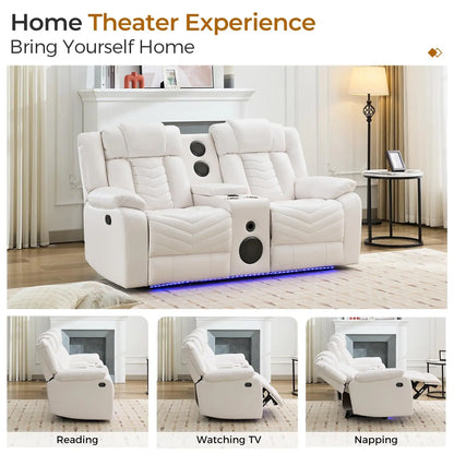 Manual Recliner Loveseat with Bass Speaker