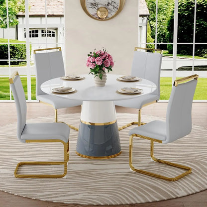 Modern Round Dining Table Set for 4
