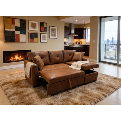 Sleeper Sofa, Sectional with Pull-Out Bed, Convertible Sofa Bed